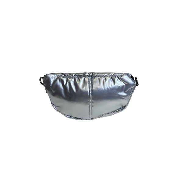 Rachel Double Pocket Puffy Sling/Waist Bag w/Black Resin Cha: BLACK
