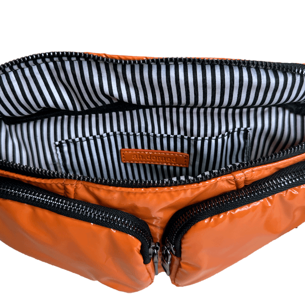 Rachel Double Pocket Puffy Sling/Waist Bag w/Black Resin Cha: WHITE