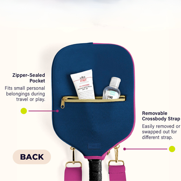 Pickleball Paddle Cover w/ Shoulder Strap, storage & clip
