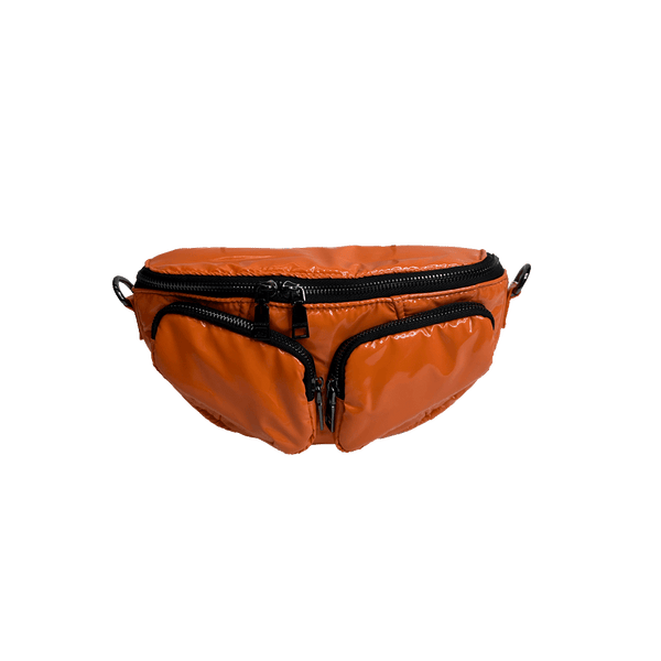 Rachel Double Pocket Puffy Sling/Waist Bag w/Black Resin Cha: WHITE