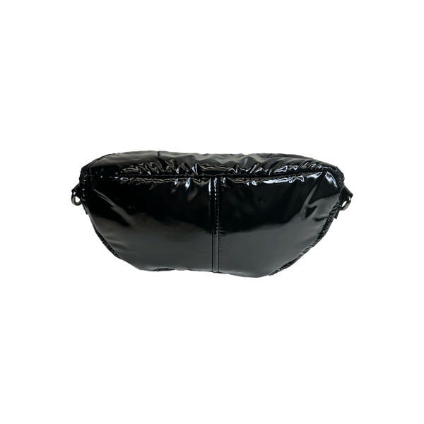 Rachel Double Pocket Puffy Sling/Waist Bag w/Black Resin Cha: WHITE