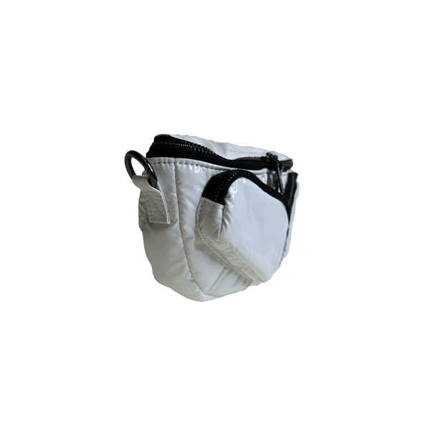 Rachel Double Pocket Puffy Sling/Waist Bag w/Black Resin Cha: BLACK