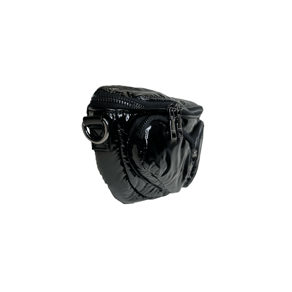Rachel Double Pocket Puffy Sling/Waist Bag w/Black Resin Cha: WHITE