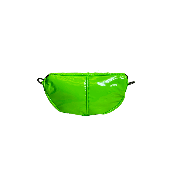 Rachel Double Pocket Puffy Sling/Waist Bag w/Black Resin Cha: BLACK