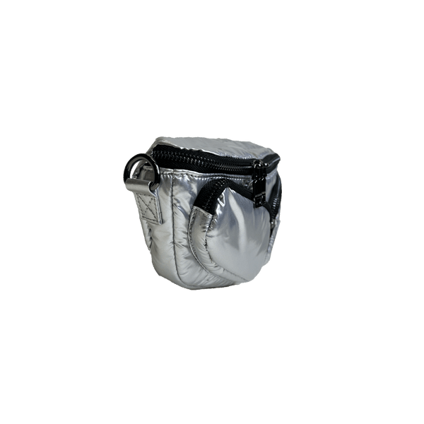 Rachel Double Pocket Puffy Sling/Waist Bag w/Black Resin Cha: WHITE
