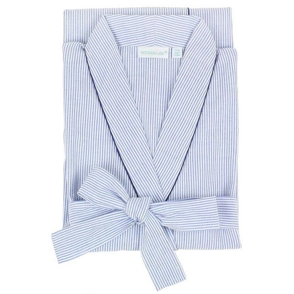 Blue Seersucker-Navy Robe: S/M