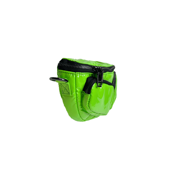 Rachel Double Pocket Puffy Sling/Waist Bag w/Black Resin Cha: BLACK