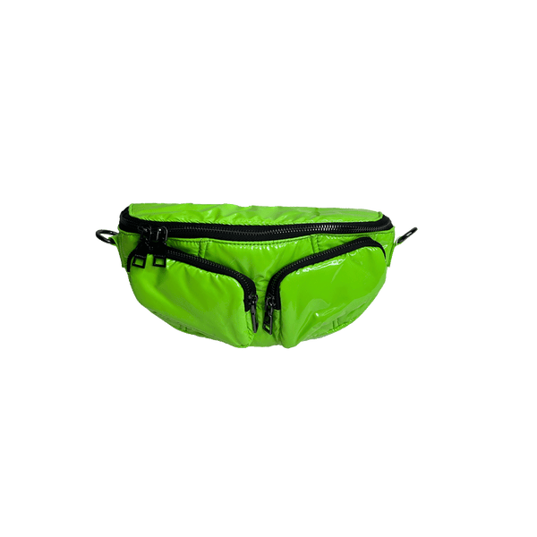 Rachel Double Pocket Puffy Sling/Waist Bag w/Black Resin Cha: WHITE