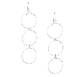 Silver Triple Links Drop Earrings