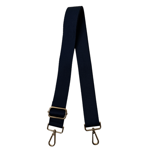 Solid Interchangeable 1.5" Cotton Bag Strap: Black w/Gold Hardware