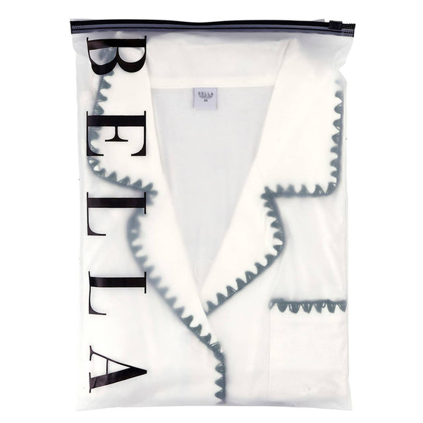 Short Bamboo PJ Set - White + Forest Green Whip Stitch: 93% Bamboo/ 7% Spandex / Medium