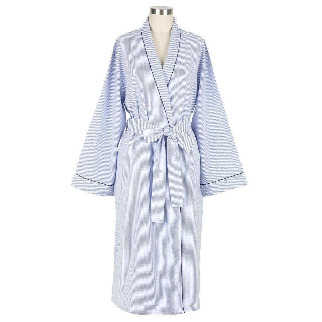 Blue Seersucker-Navy Robe: M/L