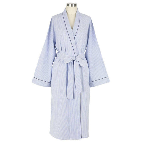 Blue Seersucker-Navy Robe: S/M