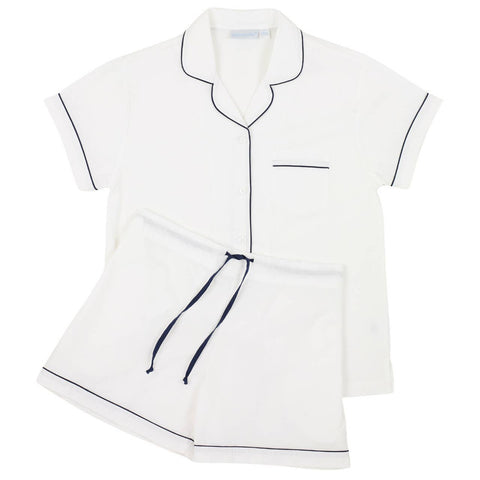 Logan Navy Short Sleeve Shorty Pajamas: S