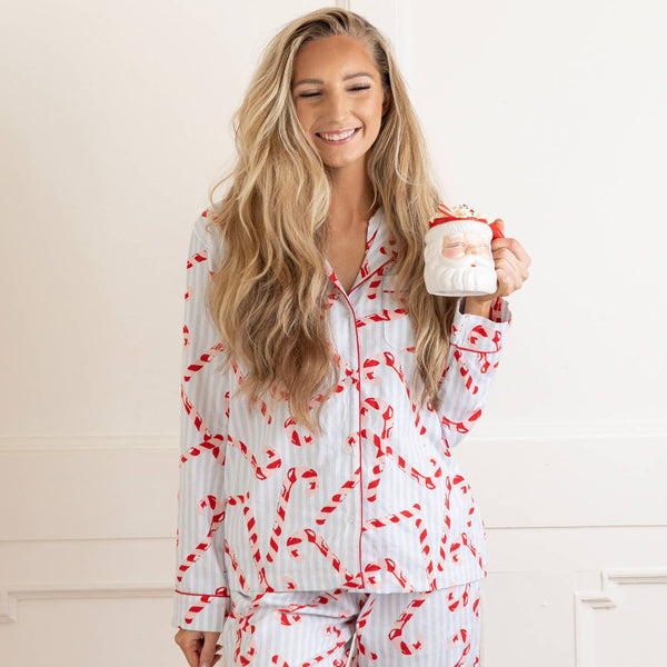 Candy Cane Stripe Flannel PJ Set: M