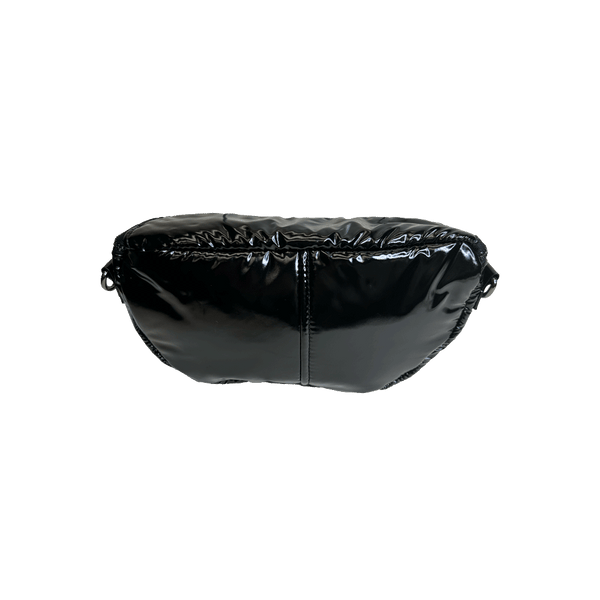 Rachel Double Pocket Puffy Sling/Waist Bag w/Black Resin Cha: BLACK