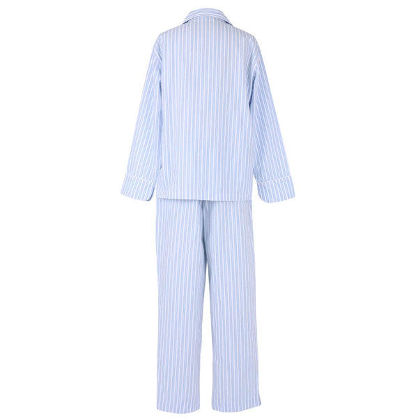 Kensington Stripe-Blue Long Sleeve Pajamas: S