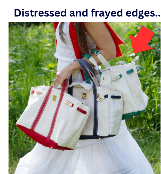 Canvas Tote Bag w/ Gold Buckle Hardware - Green