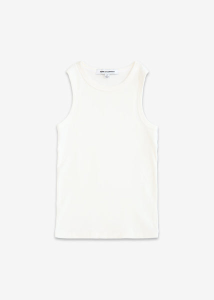 100% Cotton Daisy Ribbed Tank Top: White / XS
