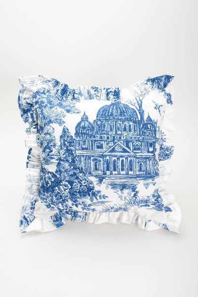 Colette Toile Throw Pillow: Blue