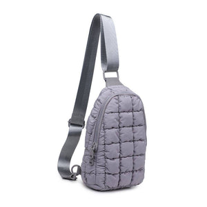 Rejuvenate - Quilted Puffer Nylon Sling Backpack: Grey