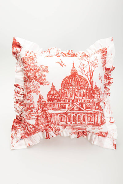 Colette Toile Throw Pillow: Red