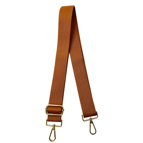 Solid Interchangeable 1.5" Cotton Bag Strap: Mocha w/Gold Hardware