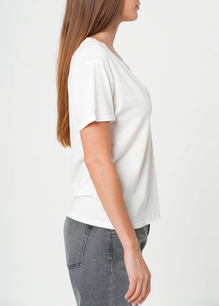 Supima Cotton Plunge V Neck Tee - Vintage White: Vintage White / S