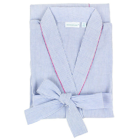 Blue Seersucker-Pink Robe: M/L