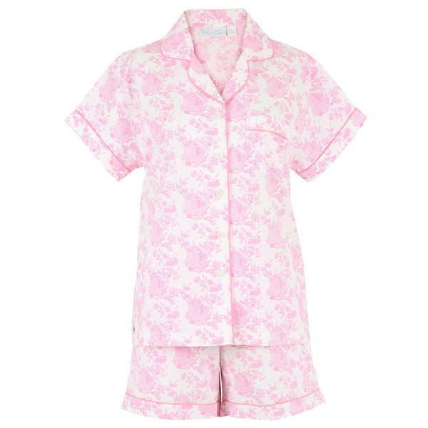 Pagoda Pink Short Sleeve Shorty Pajamas: XS