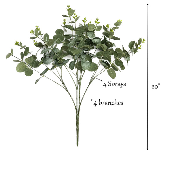 20"Green Grey Artificial Spiral Eucalyptus Bush