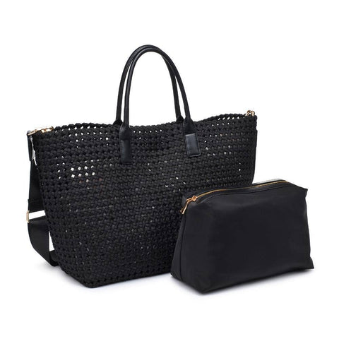 Solstice - Large Hand Woven Knot Tote: Black