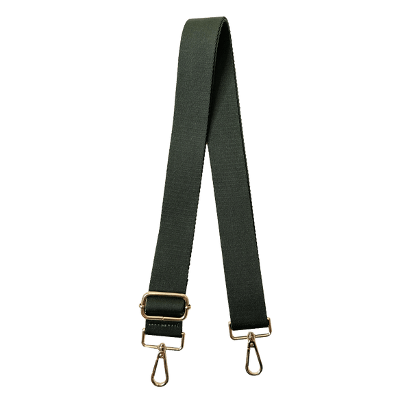 Solid Interchangeable 1.5" Cotton Bag Strap: Black w/Gold Hardware