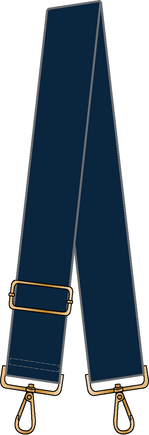 Solid Interchangeable 1.5" Cotton Bag Strap: Navy w/ Gold Hardware