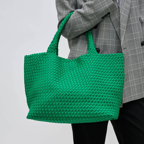 Allons Y Tote - Large Woven Neoprene Tote: Kelly Green