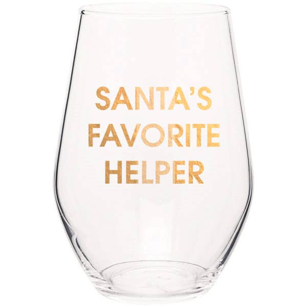 Santa's Favorite Helper Stemless Wine Glass