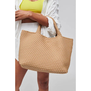 Allons Y Tote - Large Woven Neoprene Tote: Nude