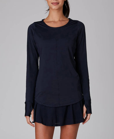 Long Sleeve Tee Navy with White Trim