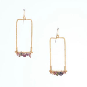 Gold Plated Earrings with Gemstone