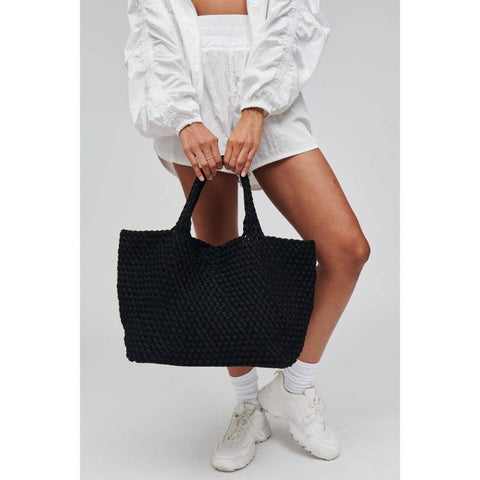 Allons Y Tote - Large Woven Neoprene Tote: black
