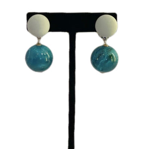 Resin Round Turquoise Clip Earrings