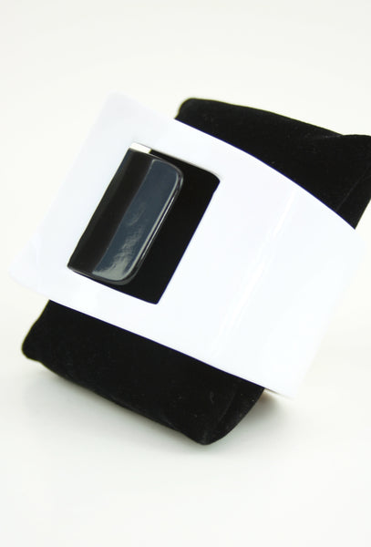 resin bracelet in black and white side view