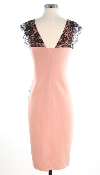 pink dress with black lace back view