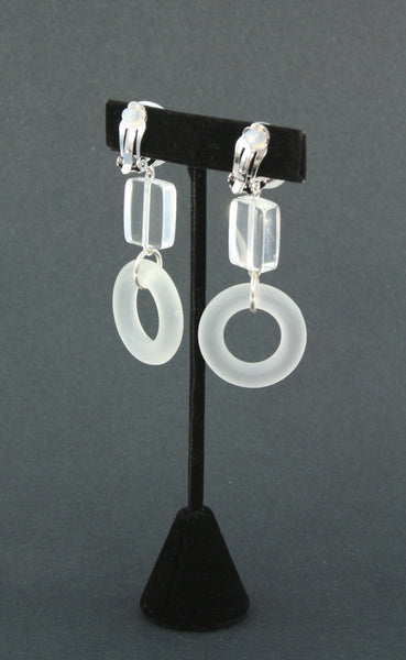 resin lucite-look white earrings back view