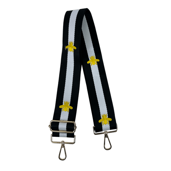Black/White Stripe w/Embroidered Gold Bee-Gold Hardware