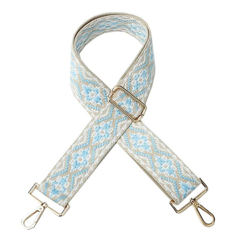 Light Blue White Aztec "Guitar" Bag Strap